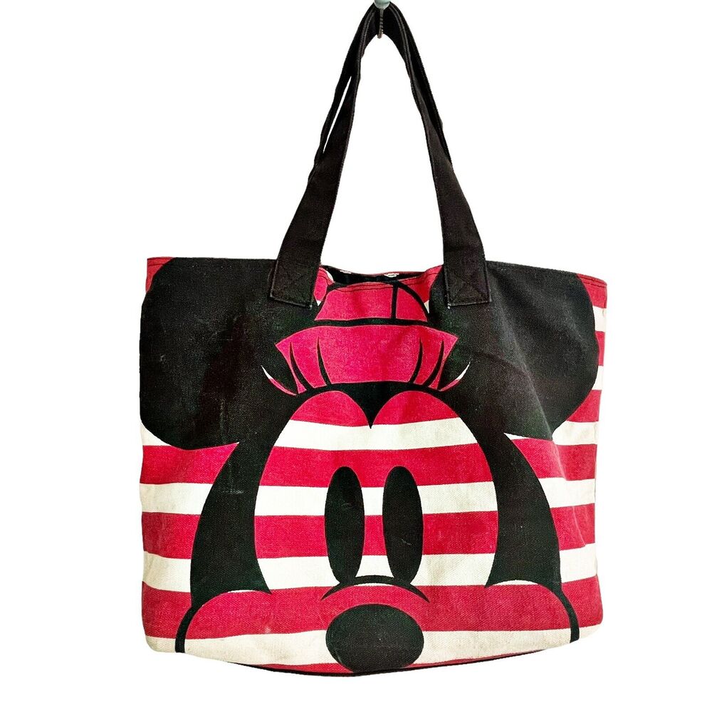 Minnie Mouse Mickey‎ Mouse Canvas Tote Bag Disney 14 X 12 Polka Dot Lining